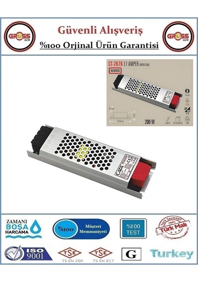 Cata 2676 Led Trafo Süper Slim Fansız - 17 Amper