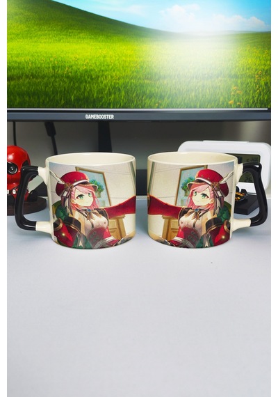 Charlotte Genshin İmpact Baskılı Seramik Lüks Kupa 1 Adet Özel Siyah Kulp Dalga Kulp V1d Çok Renkli