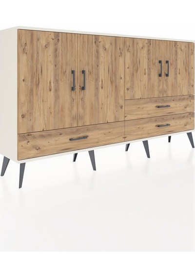 Arges Konsol 5 Raflı 3 Çekmeceli 4 Kapaklı 176x30x99 Aytaşı-çam Aytaşı-çam