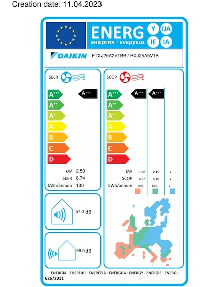 Daikin Emura FTXJ25AW A+++ 9000 Btu/h R32 Inverter Klima