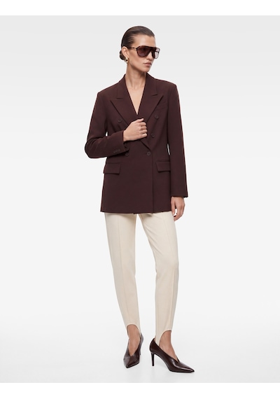 Koton Viskon Karışımlı Cepli Düğmeli Uzun Kollu Kruvaze Blazer Ceket Bordo 7wak50156uw
