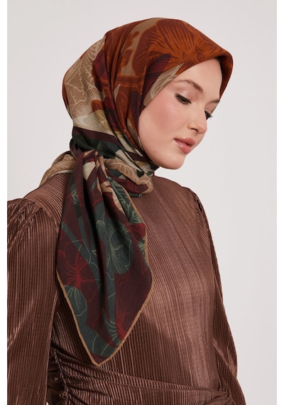 Levidor Royal Eşarp Yaprak Desen Bordo Bordo