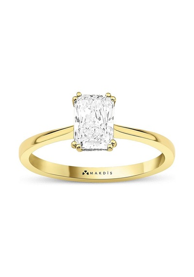 1.10 Karat Radiant Tektaş Pırlanta Yüzük Beyaz Altın