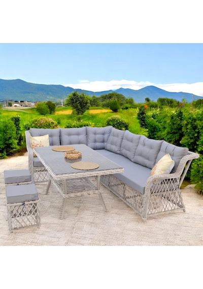Serena X Rehome Rattan İki Puflu L Köşe Takımı 111