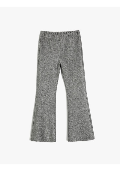 Koton İspanyol Paça Pantolon Beli Lastikli Gri 5wkg40224ak Gri