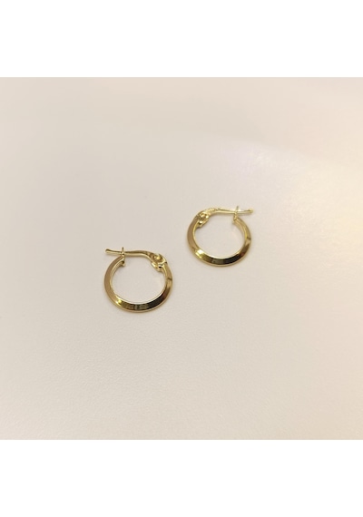 14mm Klasik Piramit Ray Halka Küpe 14 Ayar Altın Hd Videolu Sarı