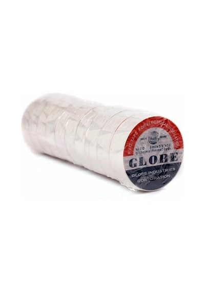 Globe Pvc Elektrik İzolasyon Bant "0.13x19x10yrds" Beyaz 10'lu Paket