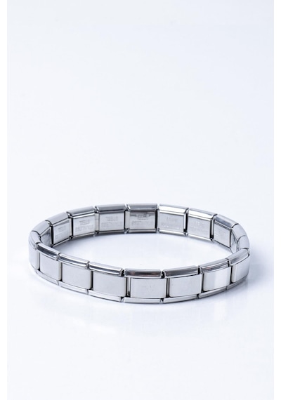 Unisex İtalyan Charm Çelik Bileklik Gümüş