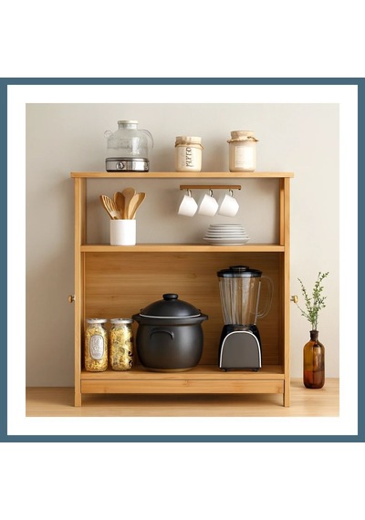 Bezos Çok Amaçlı Bambu Dolap 66x33x85 Cm - Organizer Raflı Agc Bezos Çok Amaçlı Bambu Dolap 66x33x85 Cm - Organizer Raflı Agc