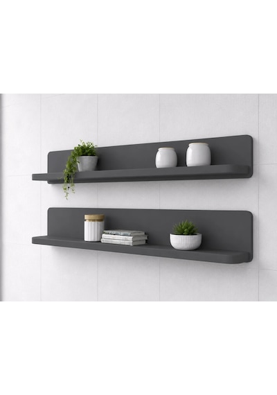 Duvara Monte Katlanır Masa & 2 Li Raf Seti Antrasit 60x90 Cm