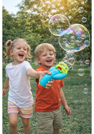 Mavi Otomatik Baloncuk Makinesi Büyük Köpük Balon İçinde Küçük Baloncuklar Bubble Gun Mavi