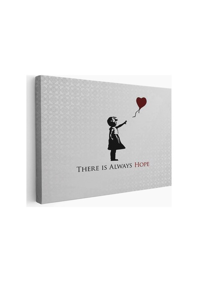 Banksy Kırmızı Balonlu Kızın'ın Her Zaman Umut Vardır Yazılı Tablosu-5012 70 X 100