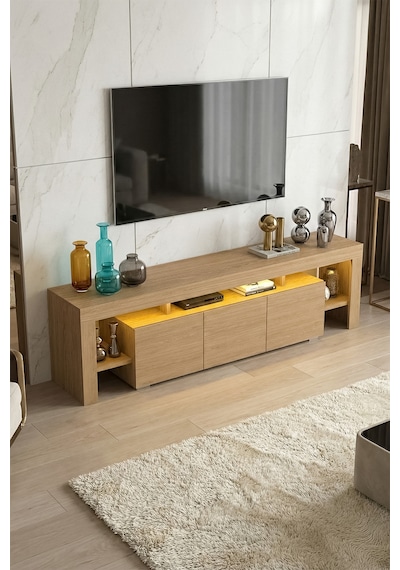 Kale Ledli Tv Ünitesi 200 Cm Meşe