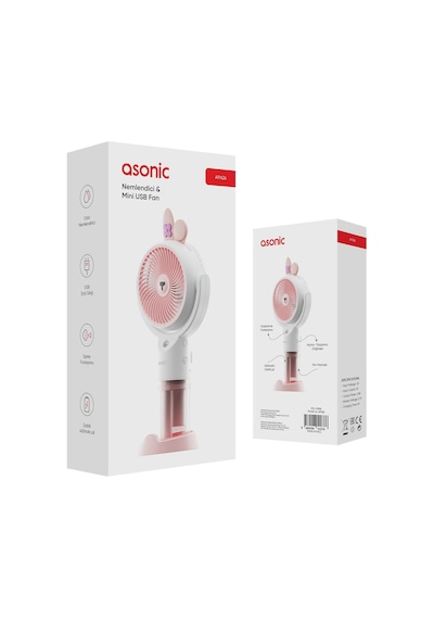 Asonic Afn26 Beyaz 500mah 2 Kademe Nemlendirici Sprey Usb Fan