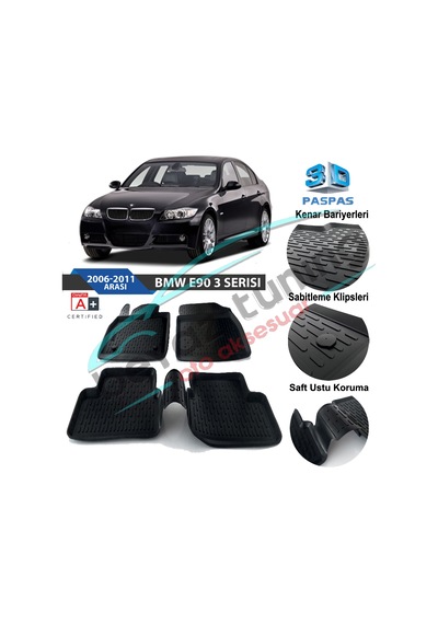 Bmw E90 Havuzlu 3D Paspas Niken Siyah 2006-2011