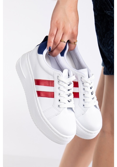 Erceka Kadın Spor Ayakkabı Sneaker Günlük Kullanıma Uygun Beyaz-siyah-kırmızı,mavi Bağcıklı Beyazkırmızımavi Erceka Kadın Spor Ayakkabı Sneaker Günlük Kullanıma Uygun Beyaz-siyah-kırmızı,mavi Bağcıklı Beyazkırmızımavi