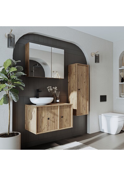 Lavabolu Mdf 75 Cm Çekmeceli Gusto Banyo Dolabı + Aynalı Dlp Atl Atlantik Çam Lavabolu Mdf 75 Cm Çekmeceli Gusto Banyo Dolabı + Aynalı Dlp Atl Atlantik Çam