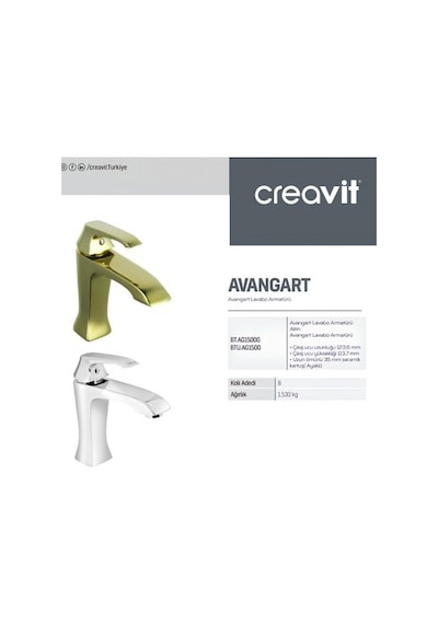 Avangart Krom Lavabo Bataryası, Modern Ve Şık Altın