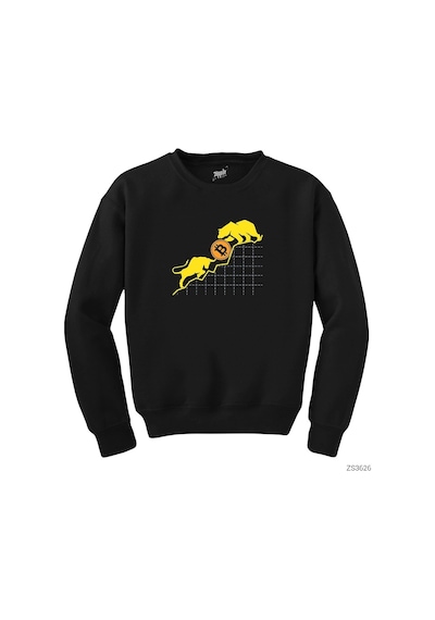Bitcoin Kripto Para Ayı Ve Boğa Siyah Sweatshirt