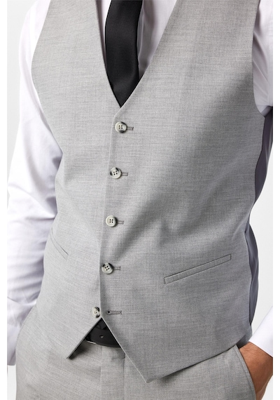 Süvari Gri Slim Fit Desenli Mono Yaka 6 Drop Yelekli Klasik Takım Elbise Süvari Gri Slim Fit Desenli Mono Yaka 6 Drop Yelekli Klasik Takım Elbise