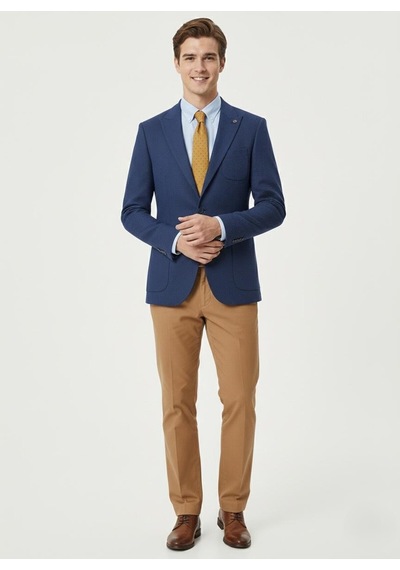 Presto Erkek Slim 6 Drop Örme Torba Cep Ceket Saks Mavi 1639-004a Saks Mavi