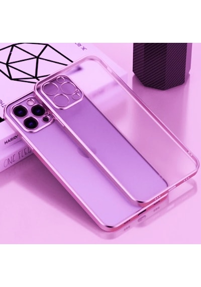 Apple iPhone Uyumlu 11 Pro 5.8inç Renkli Kenar Şeffaf Kılıf Kamera Korumalı Kılıf- 5775 Mavi