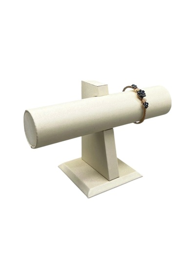 İmera Deri Kumaş Krem Renk Boy 15 Cm En 23 Cm Tekli T Model Bilezik Sergileme Krem
