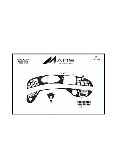 Mercedes Travego Torpido Kaplama 2005-2010 36 Parça Piano Black