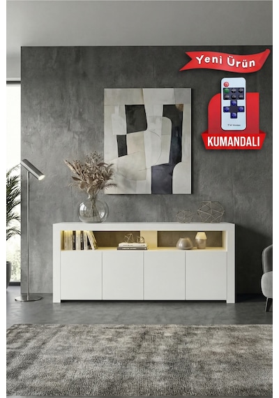 Sur Ledli Tv Ünitesi 164 Cm Beyaz Beyaz