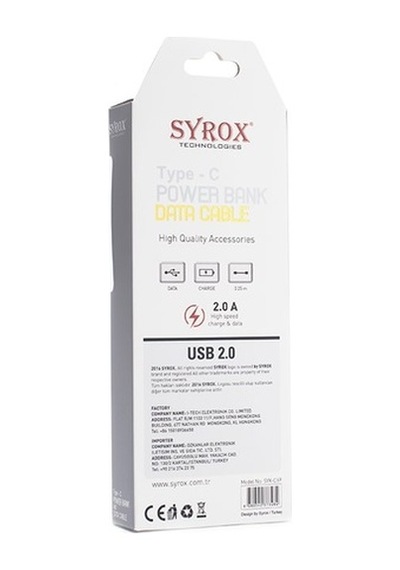 Syrox 2.0A Type-C Powerbank & Data Kablo 0.25M C69