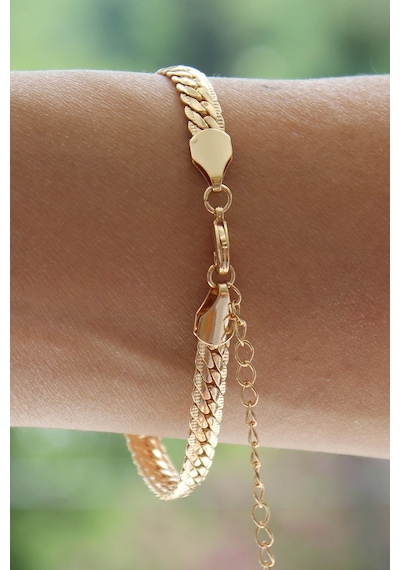 Gold Kare Zirkon Taşlı Bileklik Gold