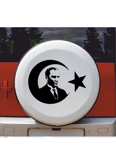 Atatürk Ve Türk Bayrağı Sticker - Araba Oto Motosiklet Karavan Araç Cam Sticker - 00218 12x9 Cm