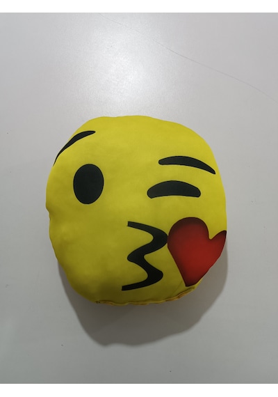 3 Lü Emoji Gözlüklü, Öpücük, Göz Kırpan 3 Lü Set Yuvarlak Boyun Yastığı Sarı