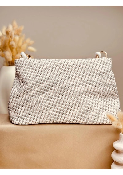 Elora Atelier Lina Hasır Kırık Beyaz Çanta Çok Renkli
