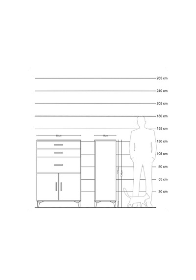 Hyperion Dolap Tek Raflı 3 Çekmeceli 2 Kapaklı 88x44x134 Çam-aytaşı Atlas Çam