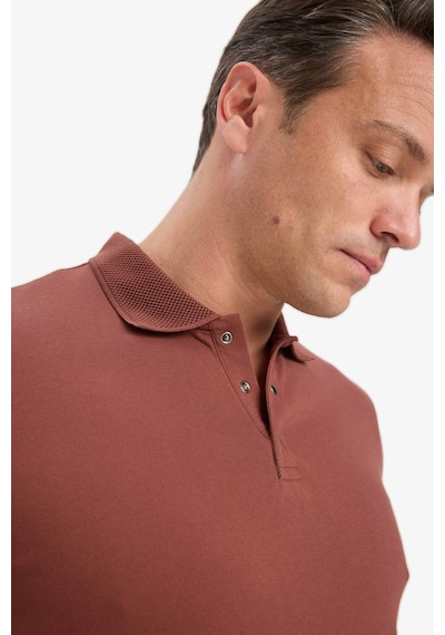 DeFacto Slim Fit Dar Kesim Polo Yaka Kısa Kollu Dokulu Basic Düz Tişört T5259AZ25SMBN414