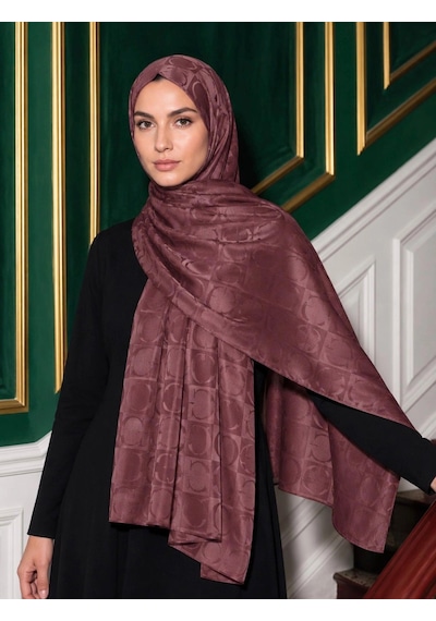 Luven Sara Pamuk Jakar Şal C Desen Gül Kurusu Çok Renkli