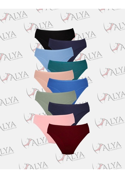 Alya Underwear Kadın Külot Basic Slip Renkli Pamuklu Iç Çamaşırı 10'lu Paket Multicolor-x32 Multicolor - X32