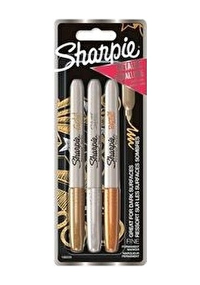 Sharpie Metalik Kalem Seti 3 Renkli Permanent Markerler 0.9mm İnce Uçlu