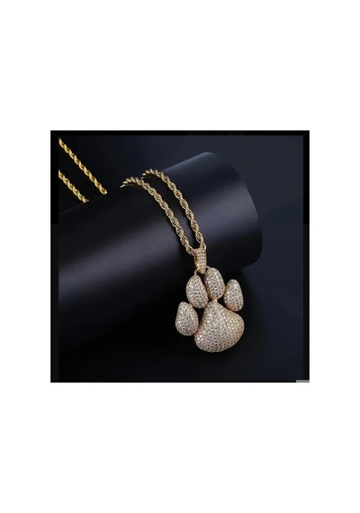 Yıwu 1pc Hip Hop Buz Köpek Pençesi Kübik Zirkonyum Buz Kristali Ayı Pençesi Altın Rengi