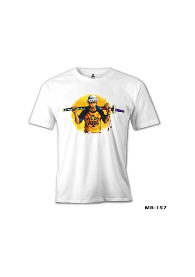 One Piece - Trafalgar Law Beyaz Erkek Tshirt