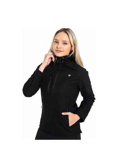 Crozwise Bayan Kapşonlu Softshell Mont Siyah