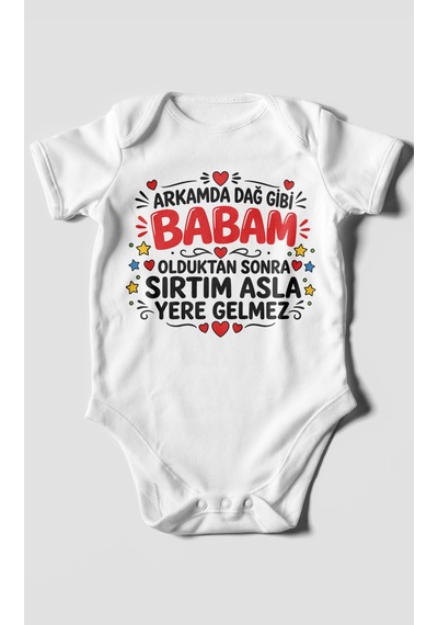 Morivokids Babaya Özel Kısa Kollu Bebek Body %100 Pamuk Zbn286-kk Beyaz