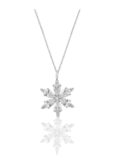 Söğütlü Silver Gümüş Rodyumlu Zirkon Taşlı Kar Tanesi Kolye