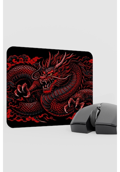 Ejderha Kırmızı V1 22x18 Gaming Kauçuk Kaymaz Taban Mouse Pad Fare Altlığı