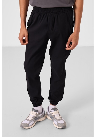 Tommylife Siyah Standart Fit Dokuma Hafif Esnek Chino Erkek Pantolon - 82176 Siyah