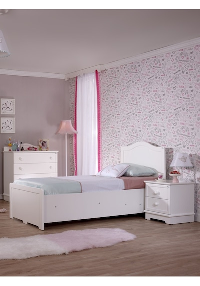 Meltem Kids Classy Beyaz Genç Odası Tek Kişilik Amortisörlü Karyola 100x200 cm Meltem Kids Classy Beyaz Genç Odası Tek Kişilik Amortisörlü Karyola 100x200 cm