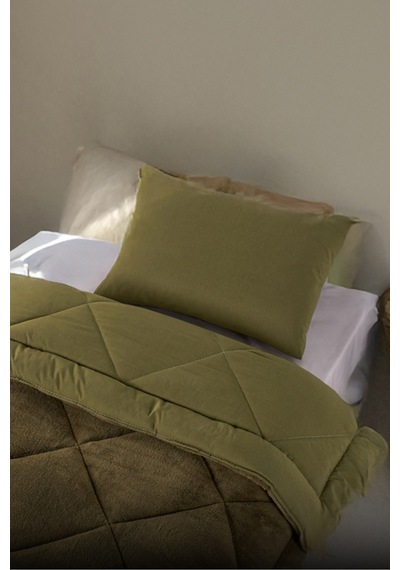 Lüks Wellsoft Çift Taraflı Yumuşak 4 Mevsim Konfor Yorgan Seti Yorgan Uyku Seti 155 X 215 Cm Yeşil