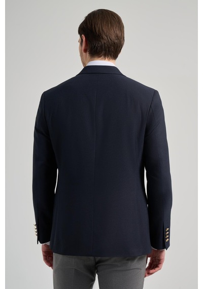 İmza Düz Bez Ayağı Mono Yaka Tam Astar Esnek 6 Drop Slim Fit Ceket 1002245903 Koyu Lacivert