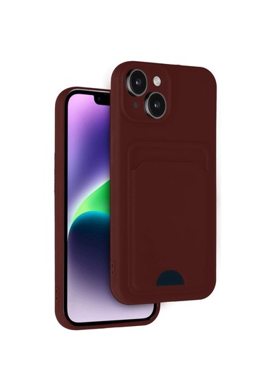 Apple İphone Uyumlu 14 Kılıf Kelvin Kartvizitli Silikon - Bordo Çok Renkli
